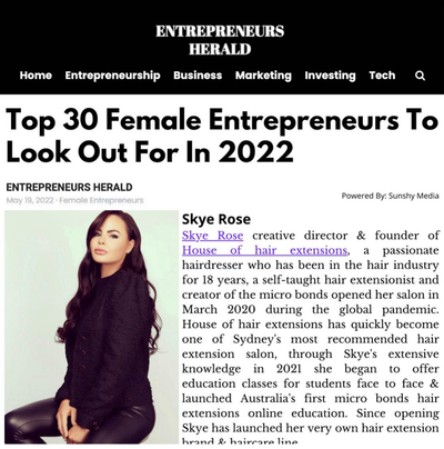 Top 30 female entrepreneur 2022